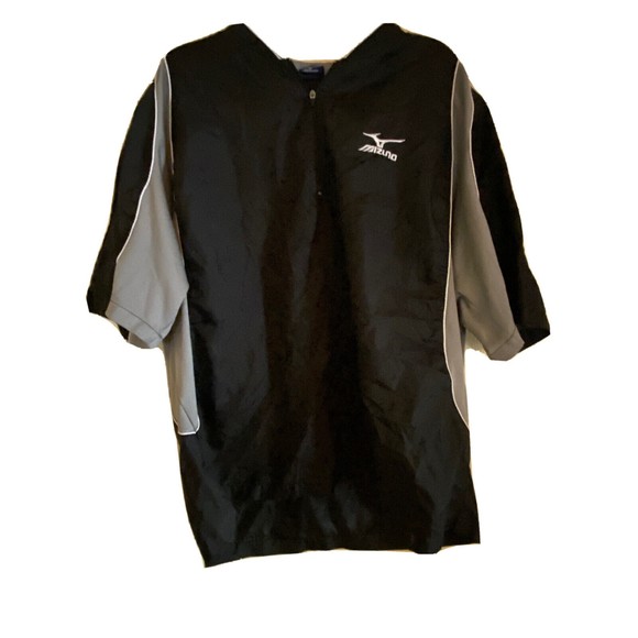 Mizuno Activewear Mesh Lined  Black Gray Shirt Mens Large - Picture 1 of 7